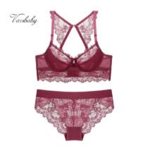 3pcs Push Up Lace Floral Bra Panty Y-Line Straps Set-8447