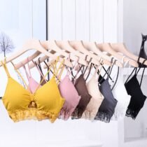 7 Colors Deep V Lace Padded Wireless Backless Bra-0