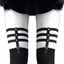 Adjustable 3 Rows Pu Leather Leg Garter Belt-0