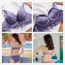 Beauty Push Up Thickened Mold Cup 1.5 Inch Adjustable Shoulder Strap Bra set-8957