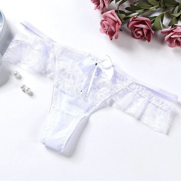 Bow Lace Hollow Out Transparent Panty-9002