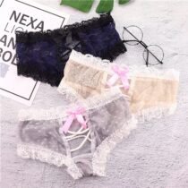 Bow Straps Design Lace Cute Cotton Panty-9028