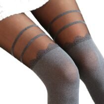 Chiffon High Stocking Knee Tattoo Pantyhose-0