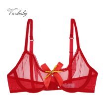 Christmas Red Transparent Underwire Comfortable Bra-0