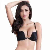 Deep V Gather Bra U-Shaped Seamless Solid Bra-0