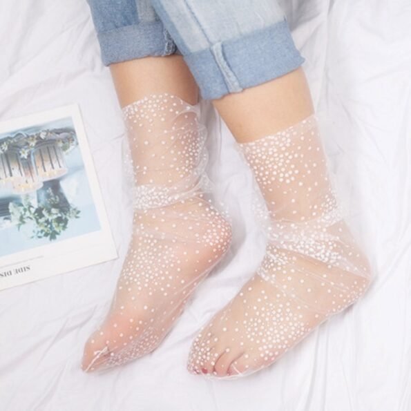 Dot Long Transparent Thin Tulle Socks-9522