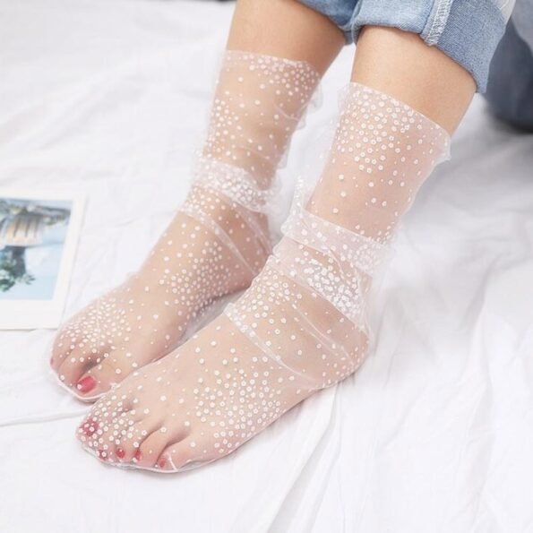 Dot Long Transparent Thin Tulle Socks-9523