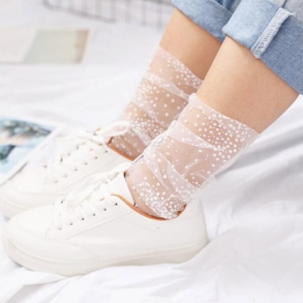 Dot Long Transparent Thin Tulle Socks-9524