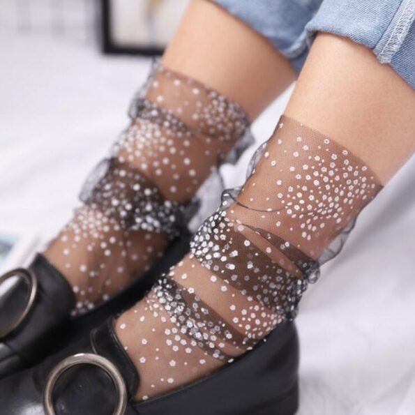 Dot Long Transparent Thin Tulle Socks-9525