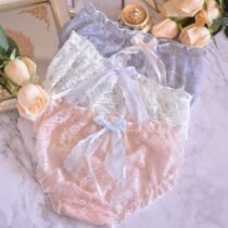 Elegant Floral Lace Bow Hollow Out Panty-0