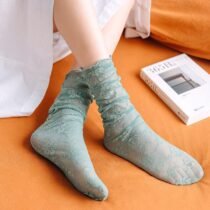 Fashion Floral Chiffon Thin Long Socks-0