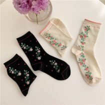 Fashion Flower Long Crew Girls Socks-0