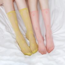 Fashion Polka Dot Silk Knee Transparent Socks-0