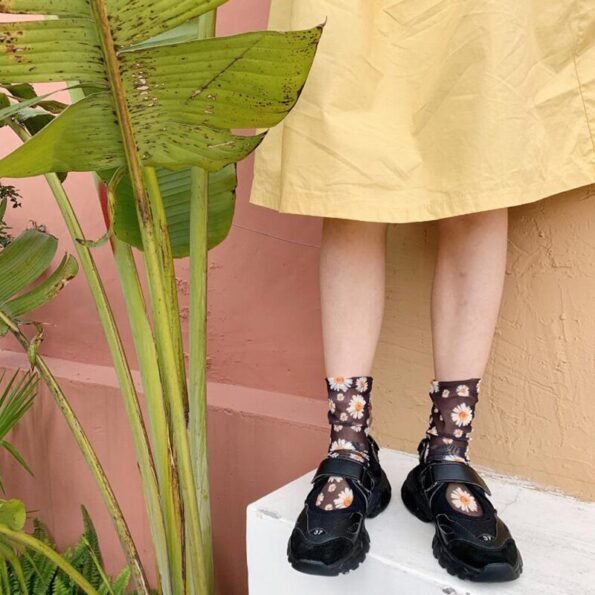 Flower Tulle Daisy Mesh Chiffon Socks-10110