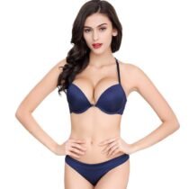 Front Closure Y-Line Straps Deep V Push Up Bra-0