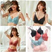 Gather Comfortable French Retro Soft Adjustable Push Up Bra Set-0