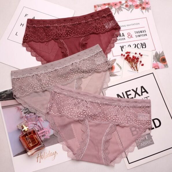 Hollow Out Lace Floral Embroidery Transparent Panty-0