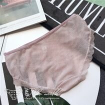 Hollow Out Silk Seamless Ruffle Lace Transparent Panty-10530