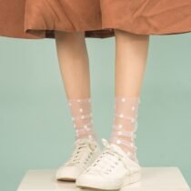 Korean Polka Dot Tulle Ultra-Thin Long Socks-0