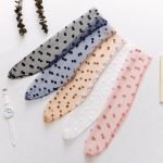 Korean Polka Dot Tulle Ultra-Thin Long Socks-0