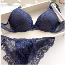 Lace 3 4 Cup Push Up Lace Flora Embroidery Bra and Panty Set-0