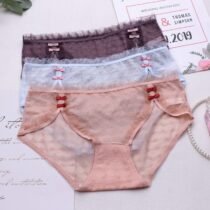 Lace Cute Bow Mesh Breathable Seamless Panty-0