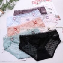 Lace Cute Bow Mesh Breathable Seamless Panty-10800