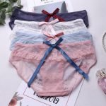 Lace Cute Bow Seamless Wave Point Panty-0