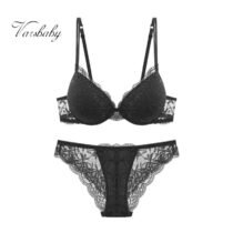 Lace Deep V Push Up Underwear Adjusted-Straps Bra and Panty Set-10826