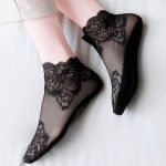 Lace Flower Transparent Thin Short Socks-0