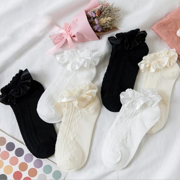 Lolita Cotton Sweet Heart Lace Socks-0