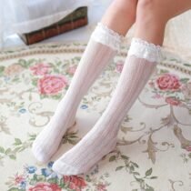 Lolita Cute Lace Heart High Knee Socks-0