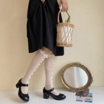 Lolita Lace Fishnet Bowknot High Knee Socks-11741