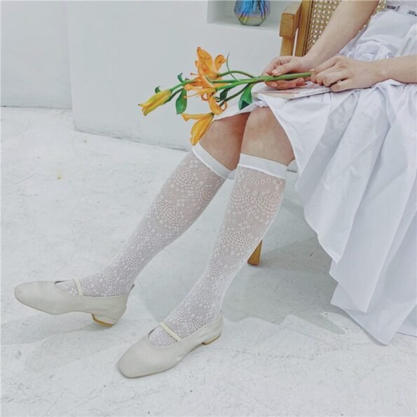 Lolita Lace Mesh High Knee Transparent Socks-11754