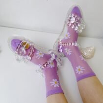 Long Daisy Flower Ankle Casual Breathable Socks-0