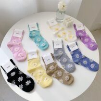 Long Daisy Flower Ankle Casual Breathable Socks-11807