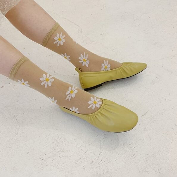 Long Daisy Flower Ankle Casual Breathable Socks-11810