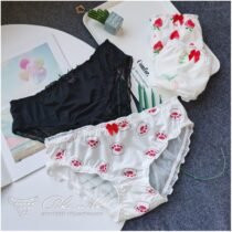 Lovely Printing Cartoon Fruit Mesh Patchwork Ruffles Panty-11887