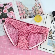 Lovely Printing Mesh Ruffles Seamless Bow Panty-11893