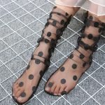 Polka Dot Tulle Fishnet Transparent Long Socks-0