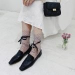 Polka Dot Ultra-thin Long Lace Up Socks-0