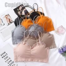 Seamless Cross Strap Lace Beauty Wrapped Chest Tube Top without Rims Bra-0