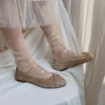 Shine Ultra-thin Tulle Transparent Flower Chiffon Socks-0