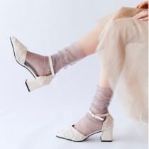 Shiny Transparent Long Thin Tulle Socks-13027