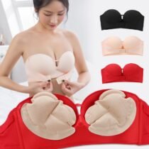 Strapless Non-slip Inflatable Chest Pad Gathered Invisible Push up Bra-0