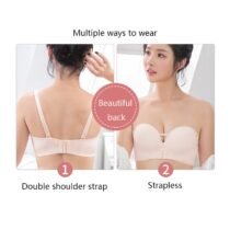 Strapless Non-slip Inflatable Chest Pad Gathered Invisible Push up Bra-13394