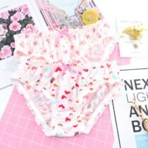 Sweet Printing Fold Cartoon Ruffle Silk Bow Panty-0