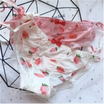 Sweet Strawberry Lacing Up Ruffles Bow Panty-13692