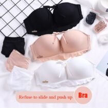 Switchable Shoulder Strap Push Up Gathered Non-slip Invisible Upper Bra Set-13716