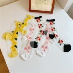 Thin Chiffon Transparent Floral Tulle Socks-0